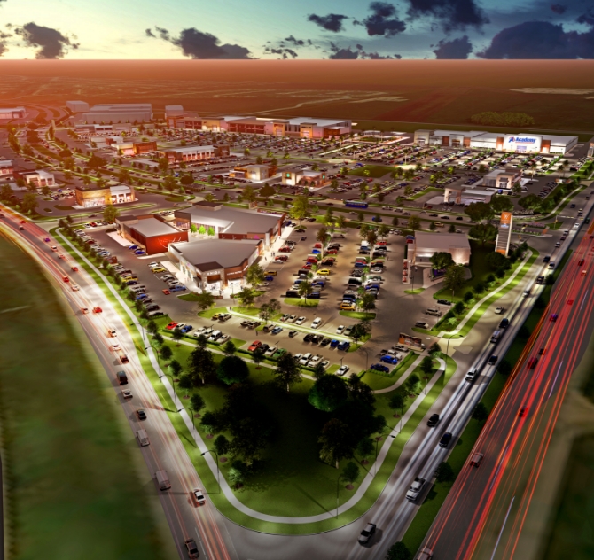 Aerial photo of Waterview Town Center at The Waterview Apartments in Richmond, Texas